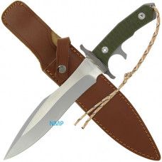 15 inch Last Blood LB2 Carved G10 Handle, 6mm Blade Thickness, Movie Style Knife Supplied with Two-tone Brown Sheath